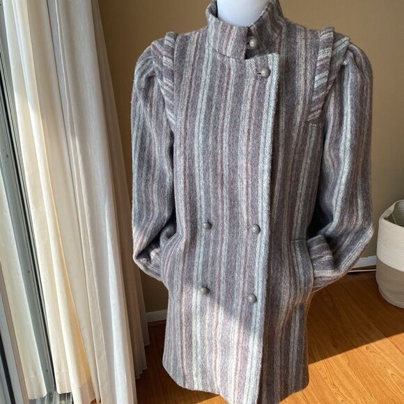 Vintage stripe wool coat Ladies garment worker union made Winter Coat - Picture 2 of 11